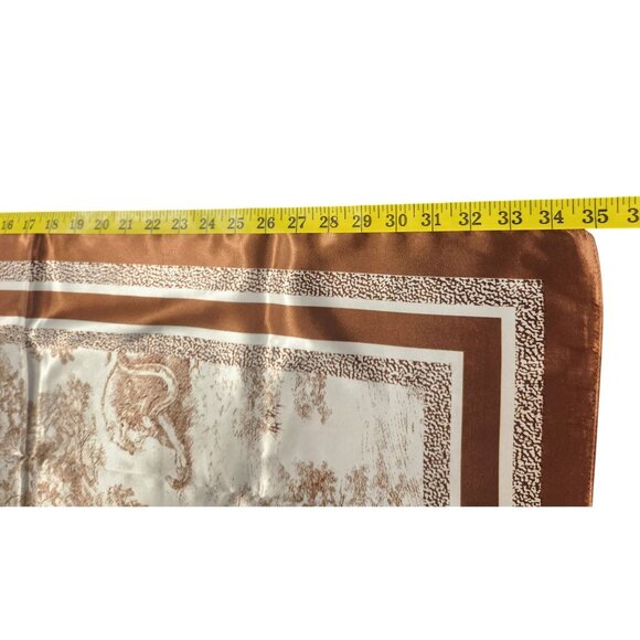 Scarf Brown & Beige Animal Wildlife Print Luxury Large 35" Square Accessory - Picture 5 of 15